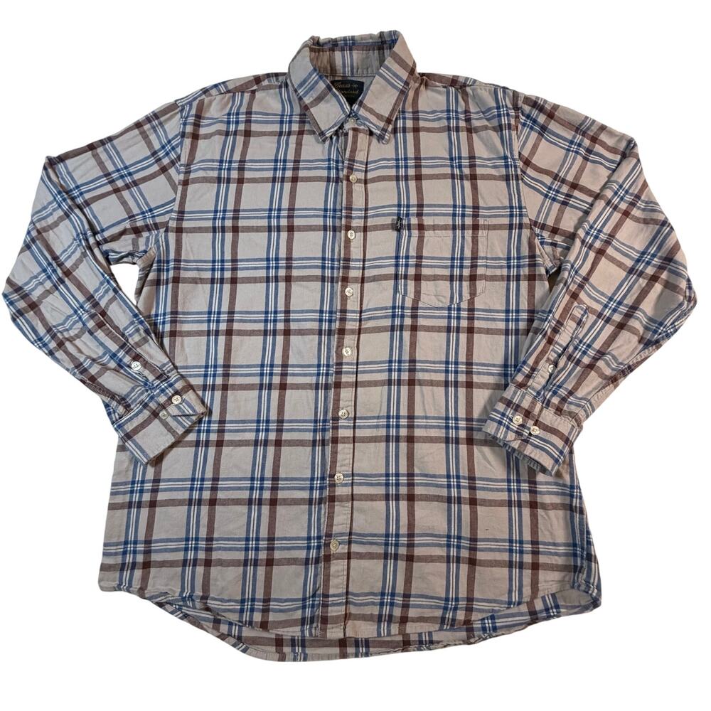 Texas Standard TEXAS CHECK SHACKLEFORD Flannel Brown Blue Plaid Shirt Men’s XL